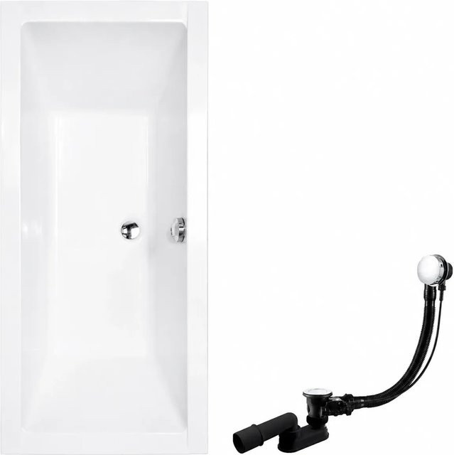 KOLMAN Badewanne Rechteck aus Acryl in Weiß inklusive Ablauf und Füßen B/T: 175 x 80 cm - Bild 1
