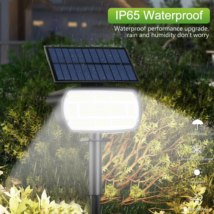 Wasserdichter Solar LED Spot mit 136 LEDs für Garten und Außenbereich in Schwarz und Weiß - Bild 2