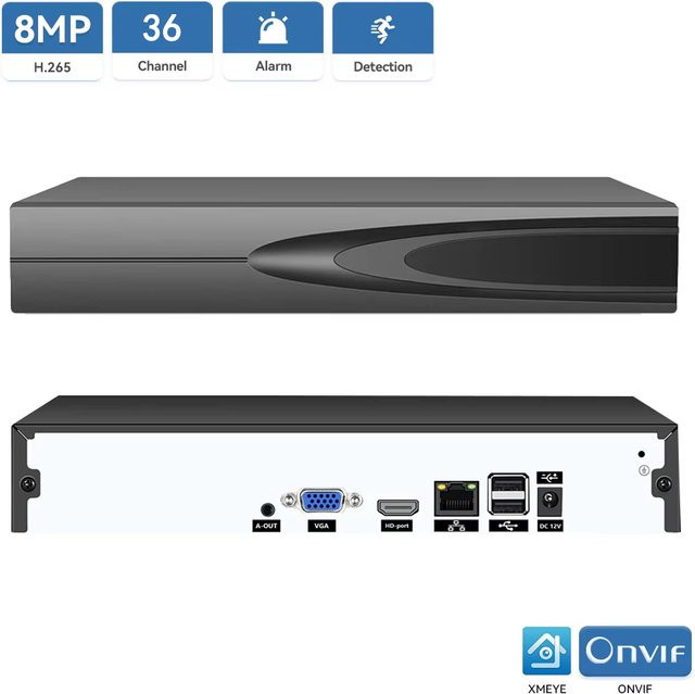 HAMROLTE 4K 8MP Netzwerk-Videorekorder NVR mit Gesichtserkennung und Cloud P2P, Schwarz - Bild 1