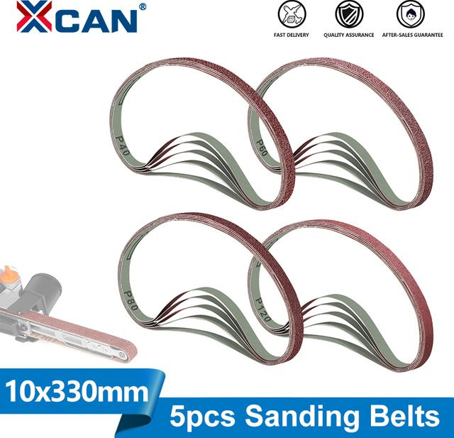 XCAN Schleifbänder 5 Stück für Holz und Metall, Körnung 40 bis 320, B: 10 mm, L: 330 mm - Bild 1