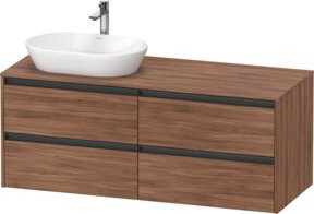 Duravit Waschtischunterschrank Ketho.2 wandhängend mit 4 Schubladen in Braun Natur, B: 140 cm, T: 55 cm, H: 56,8 cm - Bild 1