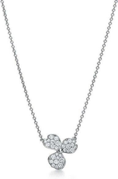 Halskette 925 Silber, Zirkonia, Blumenanhänger, Damen, weiß - Bild 1