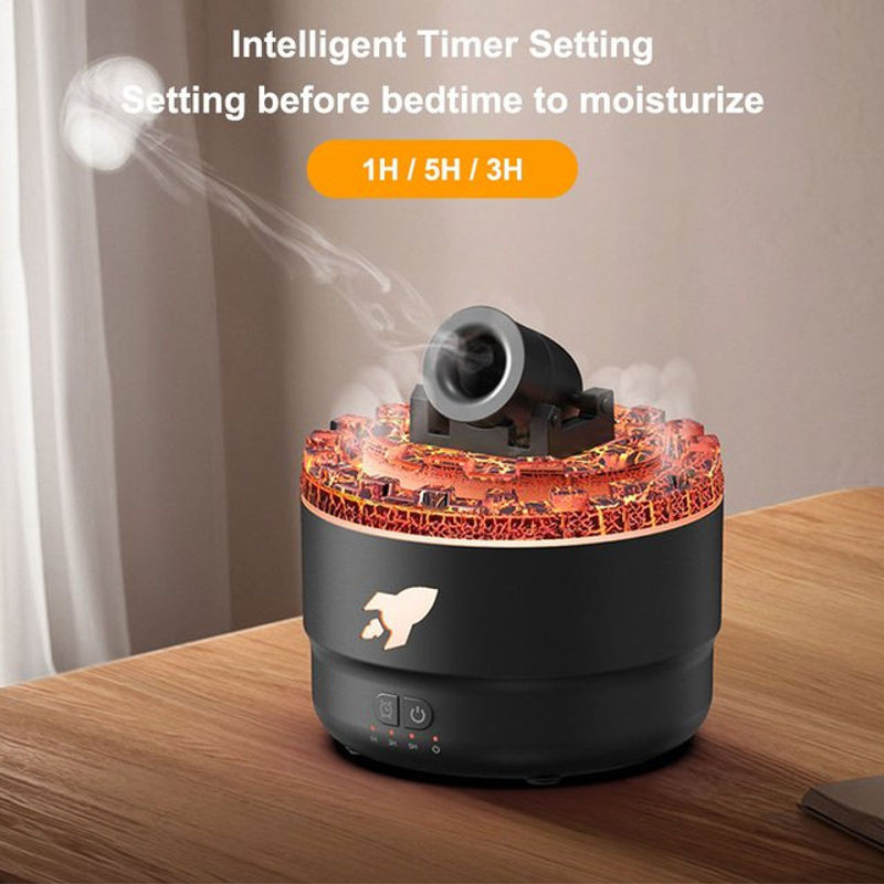 Aroma-Luftbefeuchter und Diffusor für ätherische Öle mit Vulkan-Design in Schwarz - Bild 1