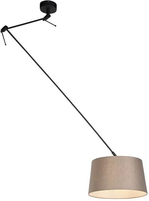 QAZQA Hängelampe Blitz mit Leinenschirm in Beige und Schwarz, Durchmesser: 35 cm - Bild 1