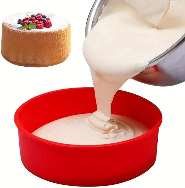 Runde Backform aus Silikon in Rot für Kuchen und Brot, lebensmittelechtes Silikon und temperaturbeständig - Bild 1