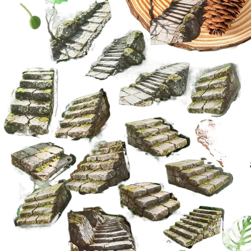 15 Stück Steinstufen- und Säulen-Aufkleber-Set in Grau für DIY Scrapbooking und Album-Dekoration aus Papier - Bild 2