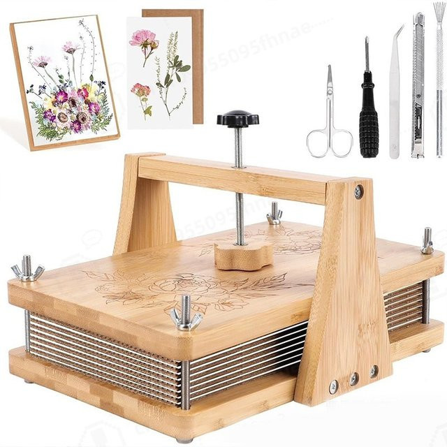 Handgefertigtes Holz-Blumenpresse-Set in Braun mit abnehmbarem Design zum Trocknen von Pflanzen für DIY-Handwerksarbeiten - Bild 1