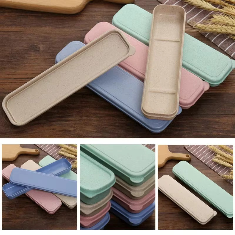 Tragbares Reise-Besteckset mit Aufbewahrungsbox für Kinder und unterwegs, beige - Bild 3