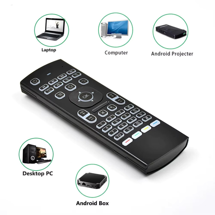 MRSVI MX3 Air Mouse Drahtlose Mini Tastatur mit 2,4 GHz, Sprachsteuerung und Hintergrundbeleuchtung, IR-Lernen, Schwarz, für PC, Android und Smart TV - Bild 2