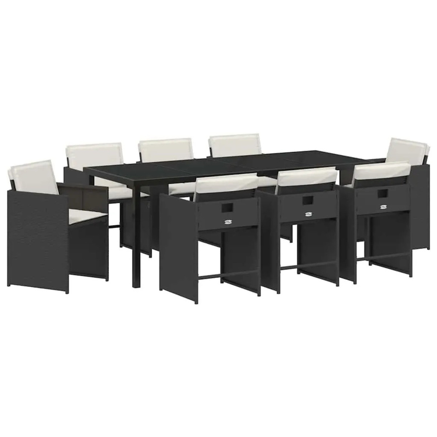vidaXL Garten Essgruppe 9-teilig aus Poly-Rattan und Stahl in Schwarz - Bild 2
