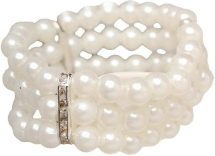 SILVERHOO Armreif, 3-reihig, Kunstperlen, Strassdekor, beige, Damen - Bild 1