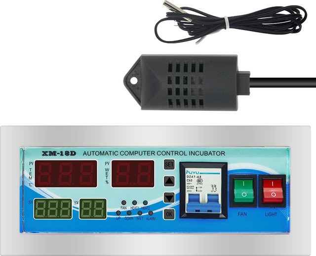 JUANJUAN XM-18D Inkubator-Controller, vollautomatisches Thermostat-Brüter-Kontrollsystem mit Sensor für Hühner, AC 220 V - Bild 1