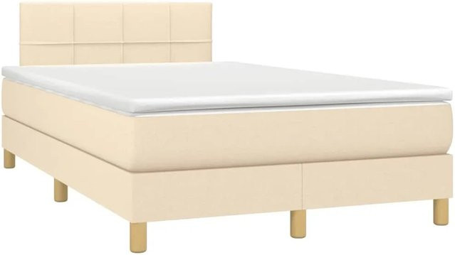 vidaXL Boxspringbett Hybrid mit Matratze und Taschenfederkern in Creme - Bild 1