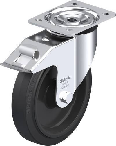 Blickle L-POEV 200R-FI Lenkrolle mit Feststeller in Schwarz und Silber, Rad-Durchmesser: 20 cm, Tragfähigkeit: 400 kg - Bild 1