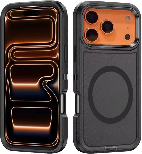 Otter Militärische Schwerlast-Schutzhülle mit Magnetverschluss und MagSafe Bumper Box für iPhone 17 16 15 14 13 Pro Max in Schwarz und Rot - Bild 1