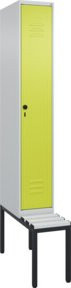 C+P Spind Classic PLUS Garderobenschrank mit Sitzbank, 1 Abteil, Lichtgrau, B/T/H: 212,0 x 30,0 x 81,5 cm - Bild 1