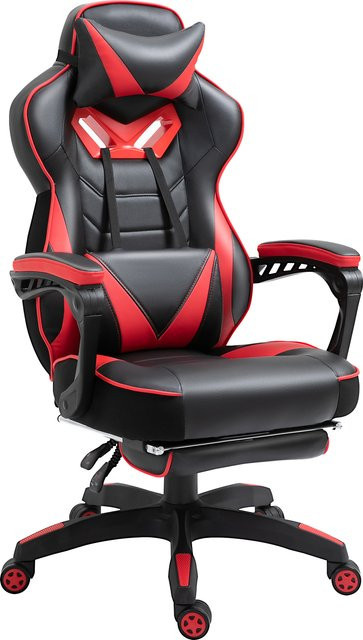 HOMCOM Gamingstuhl Bürostuhl mit Massagefunktion in Schwarz Blau, höhenverstellbarer Chefsessel aus Kunstleder, B/T/H: 68 x 69 x 108-117 cm - Bild 1