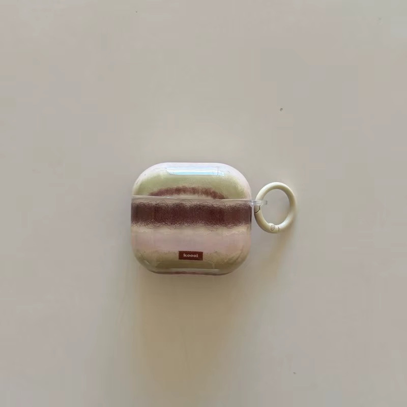 IMD Anti-Fall Kopfhörer-Etui mit Plüsch-Print und Ring für AirPods 1, 2, 3, 4, Pro, Pro 2, Pro 3 in Grün-Braun - Bild 2