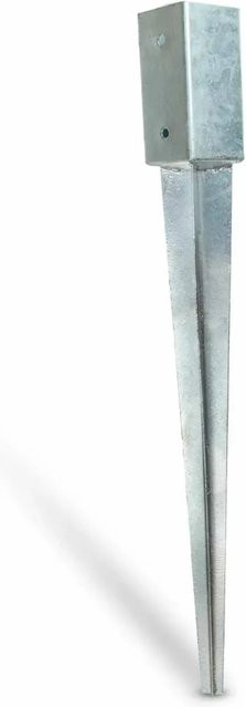 Hollmax Einschlagbodenhülse für Vierkantpfosten, feuerverzinkt, Silber, Durchmesser: 71 mm - Bild 1