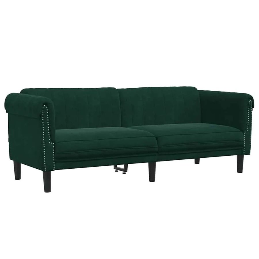 vidaXL 3-Sitzer Sofa in Dunkelgrün aus Samt mit Massivholzrahmen und Armlehnen, B/T/H: 203 x 77 x 74 cm - Bild 2