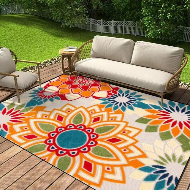 JGJG Moderner Blumiger Teppich mit Anti-Rutsch-Funktion für Outdoor und Innenbereich, B/T: 160 x 230 cm, Mehrfarbig - Bild 1