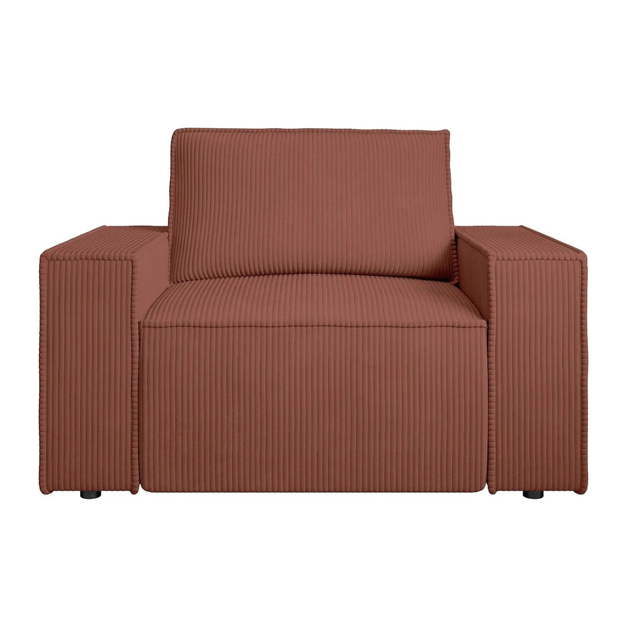 Vente-unique Sessel Amelia mit gerader Rückenlehne und Armlehnen in Rosa Cord - Bild 2