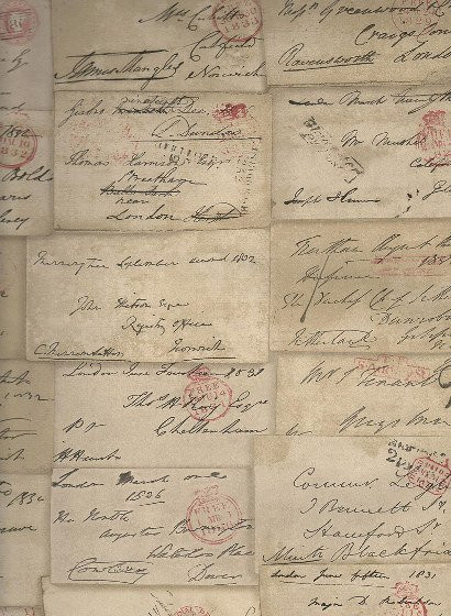 Andrew Martin Carta da parati Love Letters beige Vintage Collage di buste - Bild 1