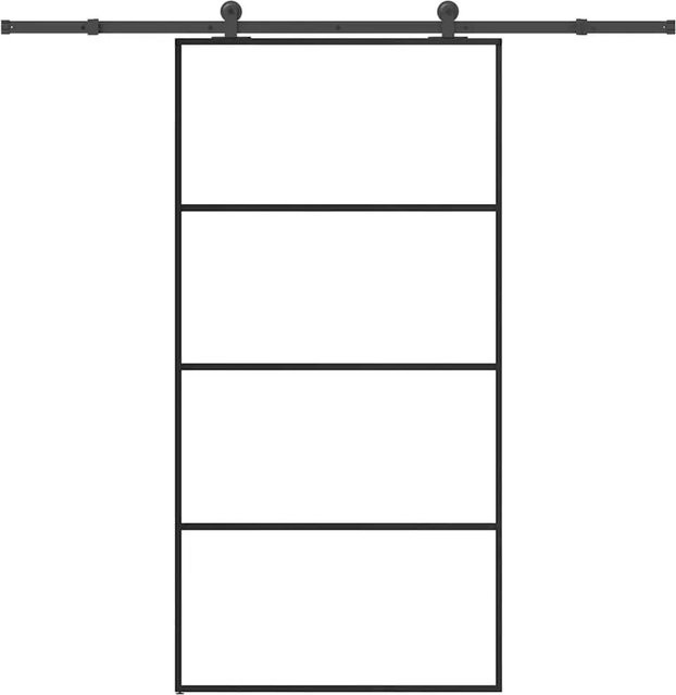 vidaXL Schiebetür modern aus ESG-Glas und Aluminium in Schwarz und Transparent, B/H: 102,5 x 205 cm - Bild 1