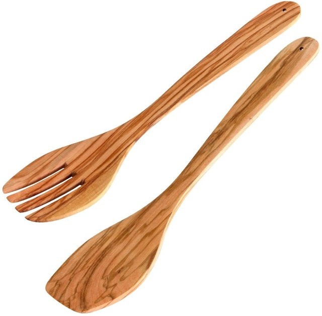 Fackelmann Salatbesteck Eco aus Holz in Olive, braun, Länge: 30 cm - Bild 1
