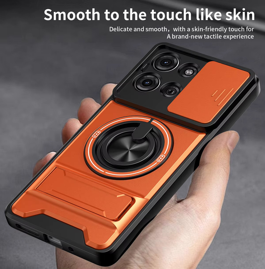 Stoßfeste Panzer-Handyhülle für Motorola Moto G15 G17 Power G05 E15 G04 G24 G04S E14 Edge 70 60 60S 50 Fusion G 5G Play in Silber und Orange - Bild 6