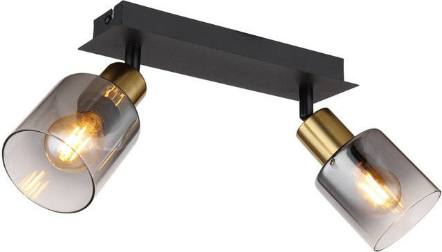 Globo Lighting Spot Hollsy Wandleuchte in Schwarz mit Glas und Metall, E14, 2 Fassungen, B/H/T: 8,0 x 18,2 x 25,0 cm - Bild 1