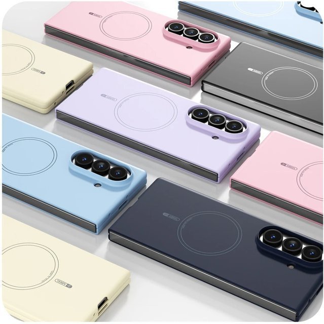 Original Soft Touch Flüssigsilikon-Magnethülle für Samsung Galaxy Fold 8Ultra, 8, 7, 6, 5 mit MagSafe Kompatibilität, stoßfeste Abdeckung in Beige oder Purple - Bild 1
