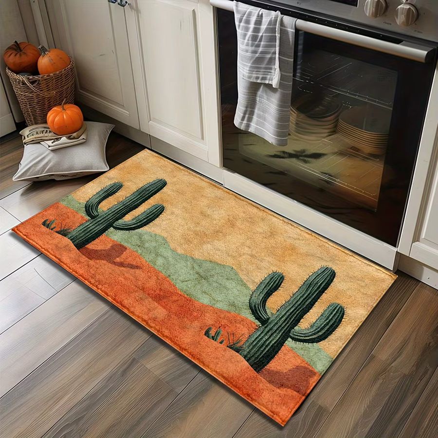 VIKAMA Teppich Orange Desert Cactus als Fußmatte oder Wohnzimmerteppich für dein Zuhause - Bild 4