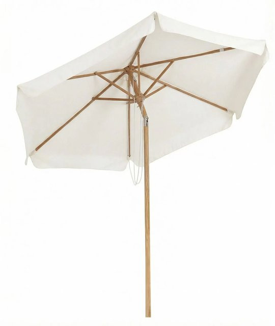 Sekey Sonnenschirm in Creme mit Holzoptik, Durchmesser: 200 cm, UV-Schutz 50, knickbar für Balkon, Garten und Terrasse - Bild 1