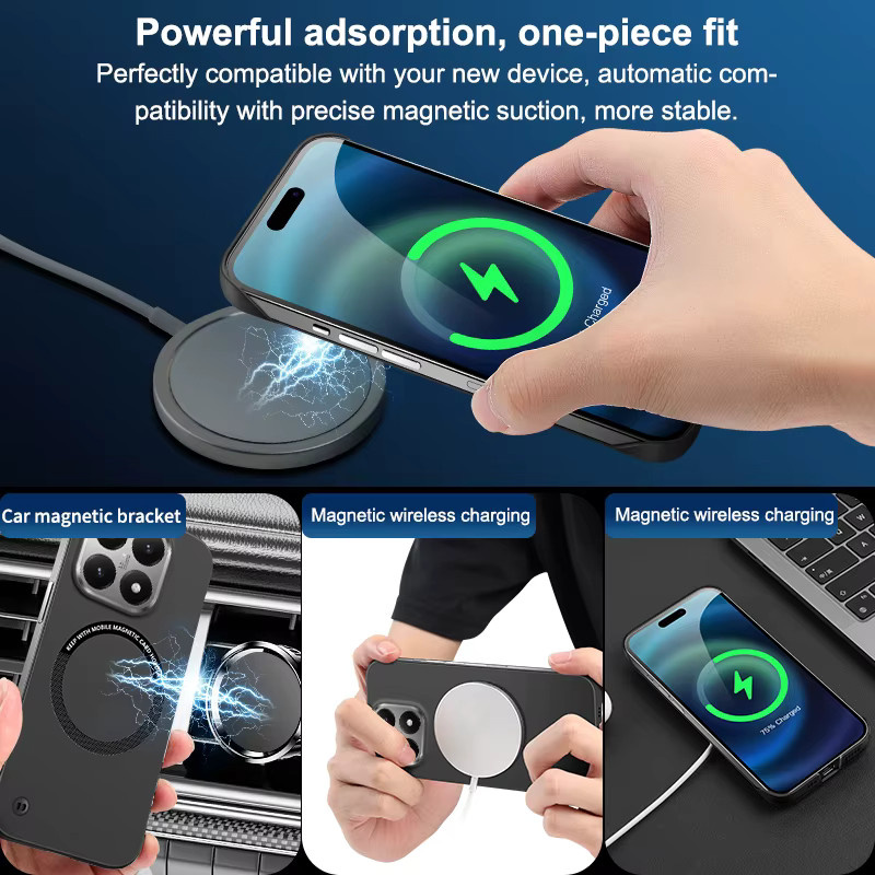Ultradünne magnetische MagSafe Handyhülle aus Hart-PC für Xiaomi 17 Pro Max, 15T, 14T Pro und 15 Ultra, rahmenloses kabelloses Lade-Cover in Schwarz oder Weiß - Bild 2