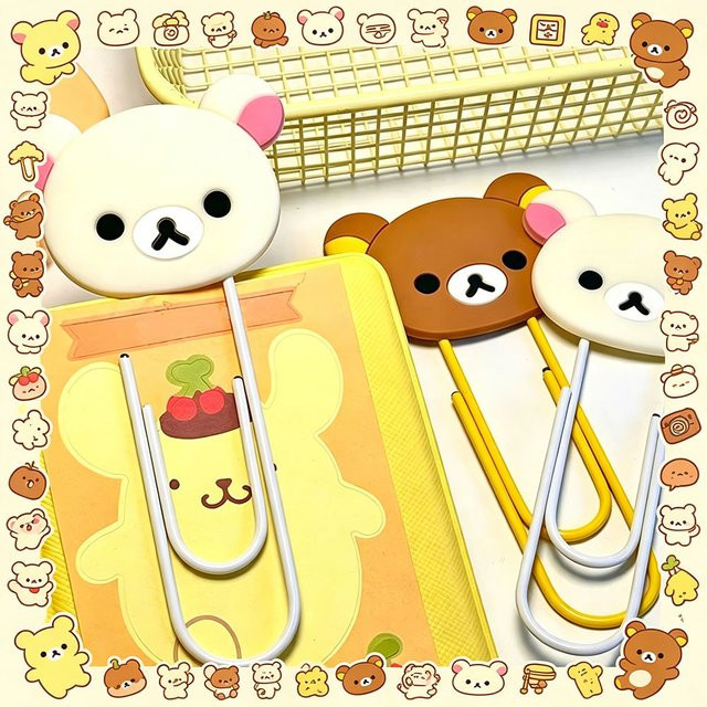 Rilakkuma Korilakkuma Büroklammer aus Silikon und Metall in Weiß, 10 cm Lesezeichen und Schreibwaren-Accessoire - Bild 1