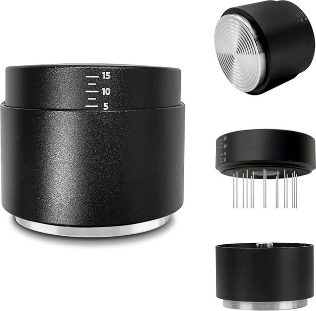 OANKR 2-in-1 Kaffeestampfer und Espresso WDT-Werkzeug Set in Schwarz aus Edelstahl für 51 mm, 53 mm und 58 mm Siebträger - Bild 1