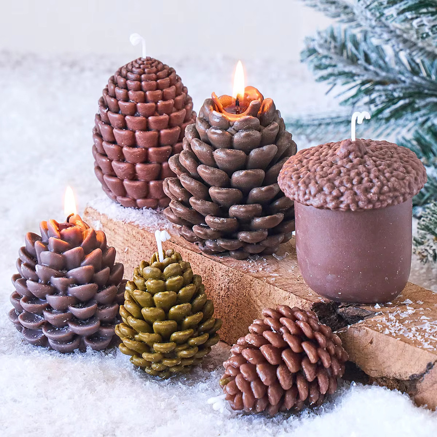 UDOCOOL Silikonform für 3D Tannenzapfen Kerzen und DIY Weihnachtsornamente in Braun - Bild 2