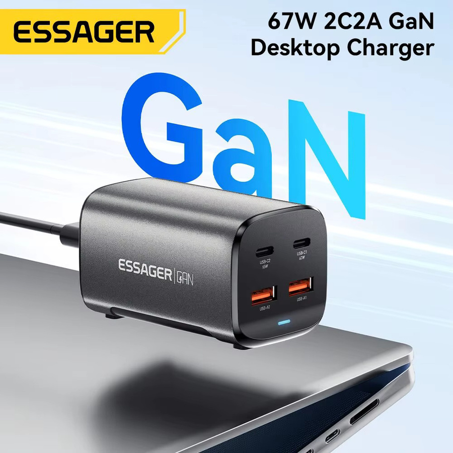 Essager 67W GaN Desktop-Schnellladegerät mit USB-C und PD Schnellladung für MacBook, Samsung, iPhone und Laptop - Bild 2