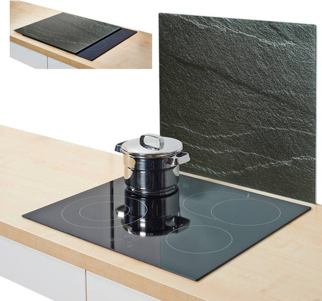 Zeller Herdblende Abdeckplatte aus Glas in Schiefer-Optik Anthrazit B: 50 cm, H: 0,8 cm, T: 56 cm - Bild 1