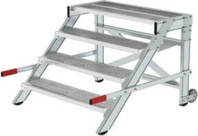 MUNK Aluminium-Arbeitspodest fahrbar in Silber mit 4 Stufen und einer Stufenbreite von 100 cm - Bild 1