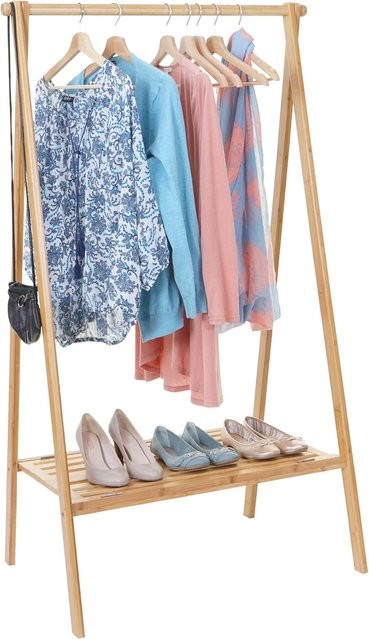 Klappbare Standgarderobe MCW-B82 aus Bambus in Braun, H: 150 cm, B: 84 cm, T: 57 cm - Bild 1
