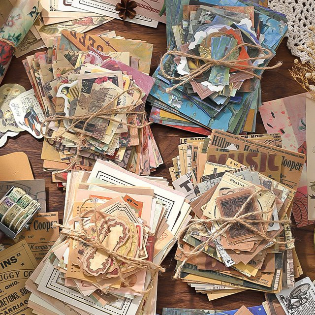 100 Blatt kreatives Scrapbook Papier-Set in Multicolour für DIY Junk-Journal, Collage und Fotoalbum im Vintage-Stil - Bild 1
