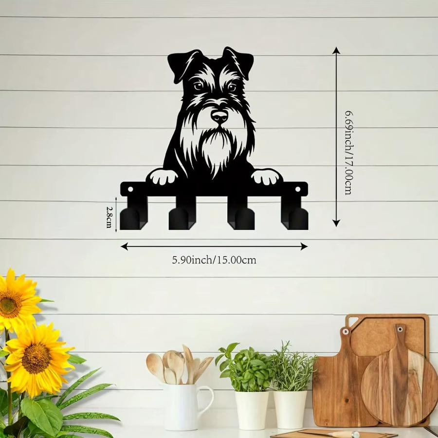 CIFBUY Schnauzer Schlüsselhalter aus Metall, wandmontierter Organizer mit Haken für Haustierliebhaber - Bild 2