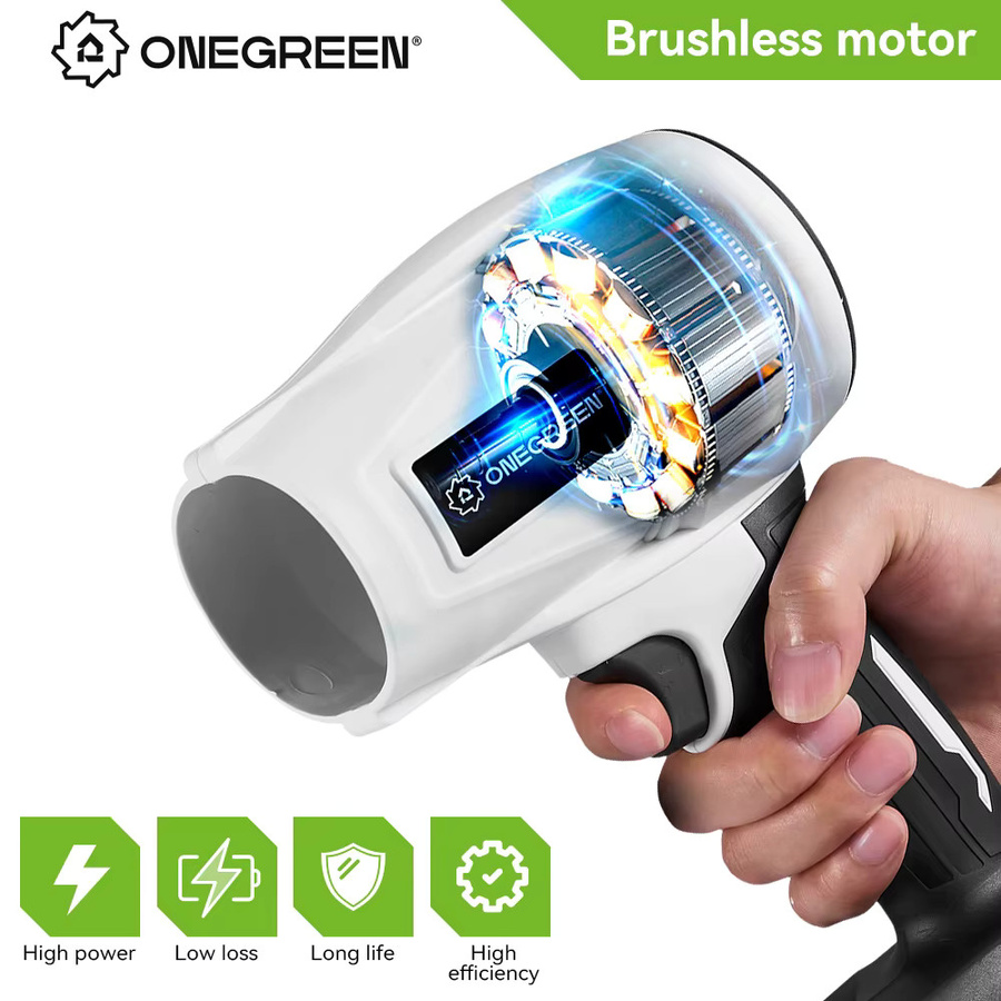 ONEVAN Bürstenloses elektrisches Turbo-Gebläse Cordless in Weiß für Makita-Akkus mit 200 m/s Luftgeschwindigkeit - Bild 3