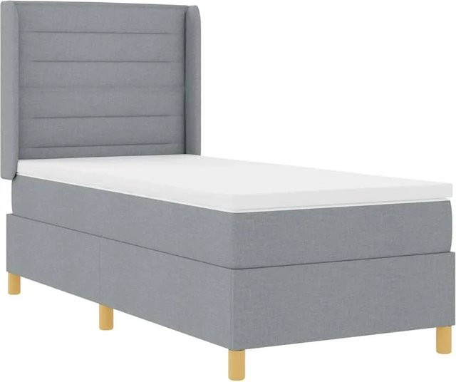 vidaXL Boxspringbett mit Matratze und Taschenfederkern in Grau, B/T/H: 90 x 190 x 128 cm - Bild 1