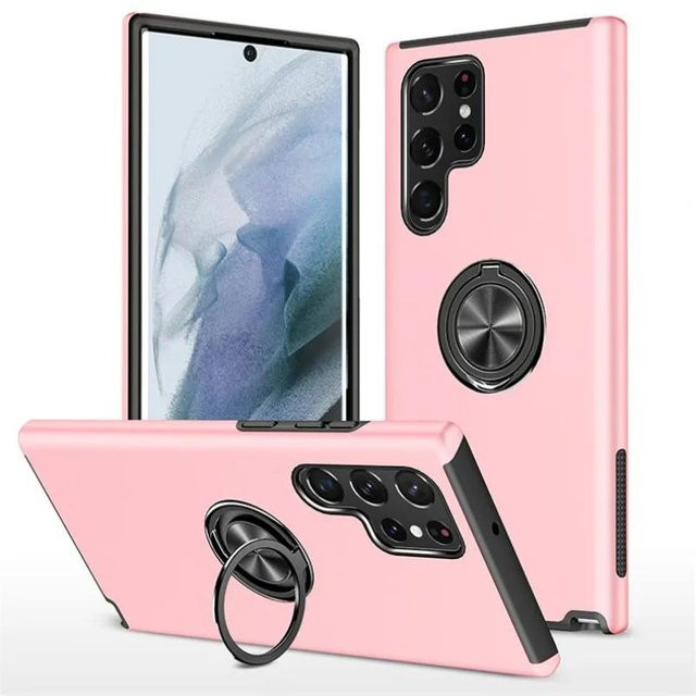 Handyhülle mit Ringhalter für Samsung Galaxy S25 S24 S23 S22 S21 A15 A25 A35 A55 A05 A16 A06 A36 A56 Hartschalenhülle in Grau - Bild 1
