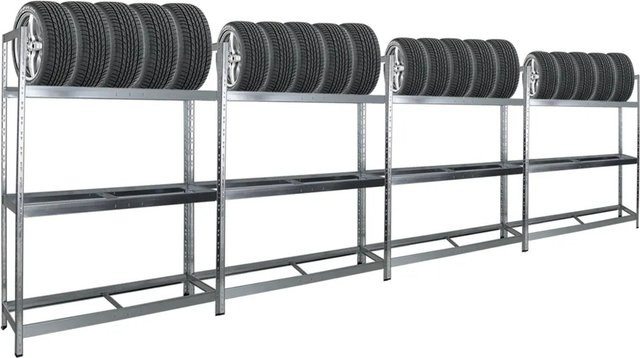 PROREGAL Reifenregal Tiger XL für bis zu 72 Reifen, verzinkt, Farbe: Silber, H x B x T: 200 x 150 x 45 cm - Bild 1