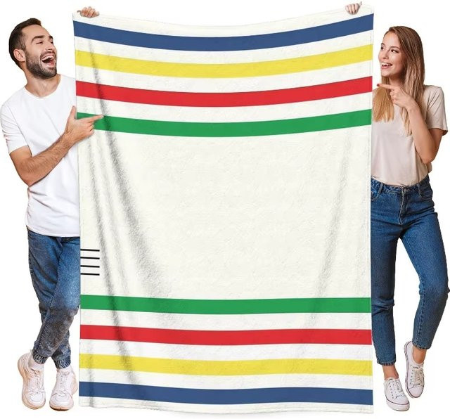 Hudson Bay Ultraweiche Fleecedecke gestreift in Multicolour für Erwachsene - Bild 1
