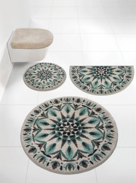 Runde Badematte Mandala in Multicolour aus Polyacryl, rutschhemmend und für Fußbodenheizung geeignet - Bild 1